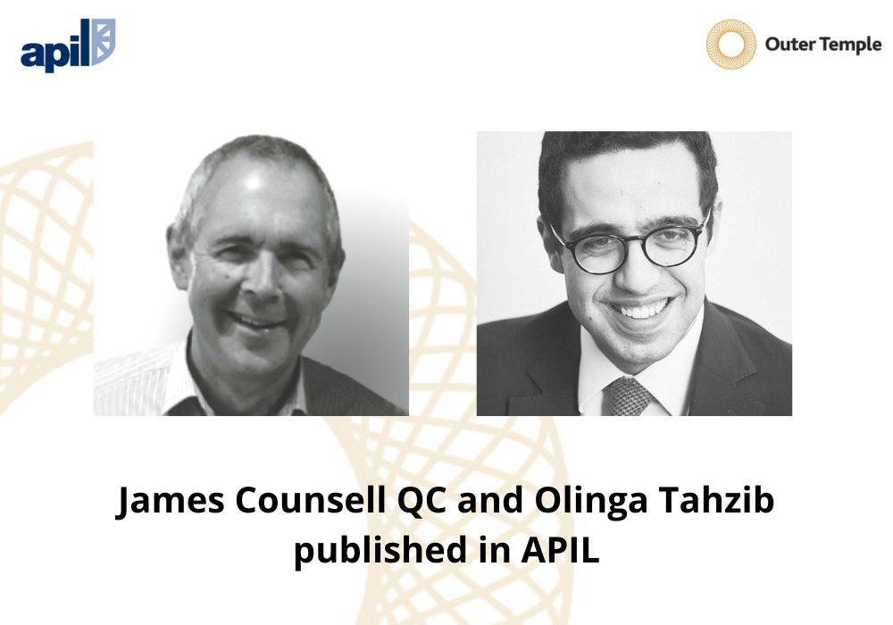 ames Counsell QC and Olinga Tahzib published in APIL
