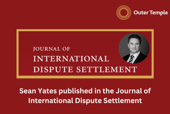 Sean Yates published in the Journal of International Dispute Settlement