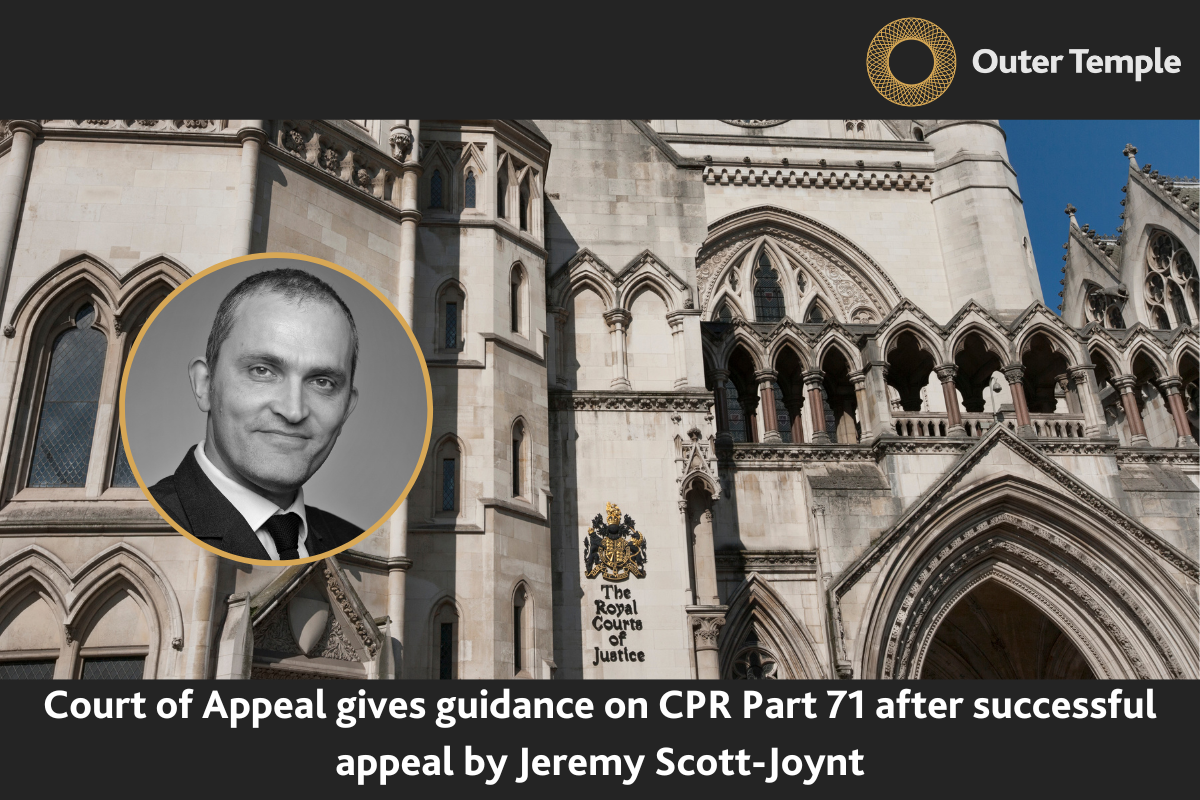 The Court of Appeal has provided an authoritative guide to the procedure required to find a debtor in contempt under Part 71 of the Civil Procedure Rules following an appeal concerning contempt of court in which Jeremy Scott-Joynt successfully acted for the appellant.