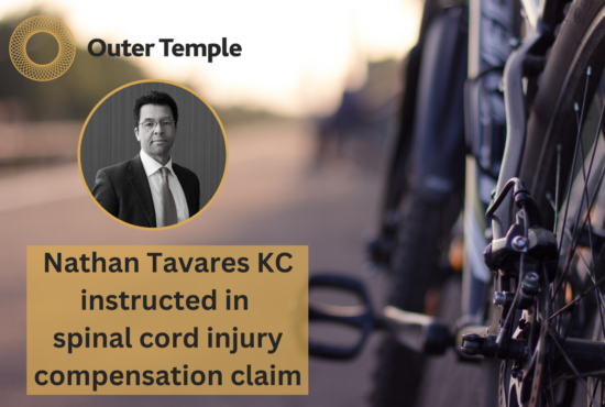 Nathan Tavares KC instructed in spinal cord injury compensation claim