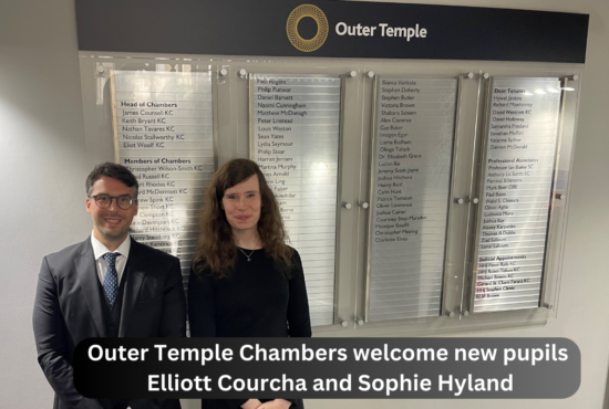 Outer Temple Chambers welcome new pupils Elliott Courcha and Sophie Hyland
