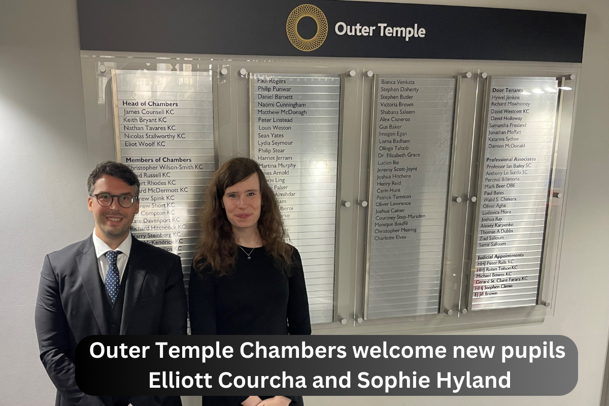 Outer Temple Chambers welcome new pupils Elliott Courcha and Sophie Hyland