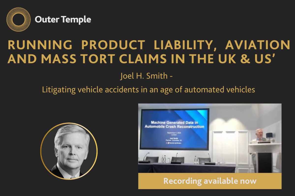 Litigating vehicle accidents in an age of automated vehicles - by Joel Smith at our Product Liability Conference