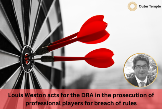 Louis Weston acts for the Darts Regulation Authority in the prosecution of professional players for breach of rules