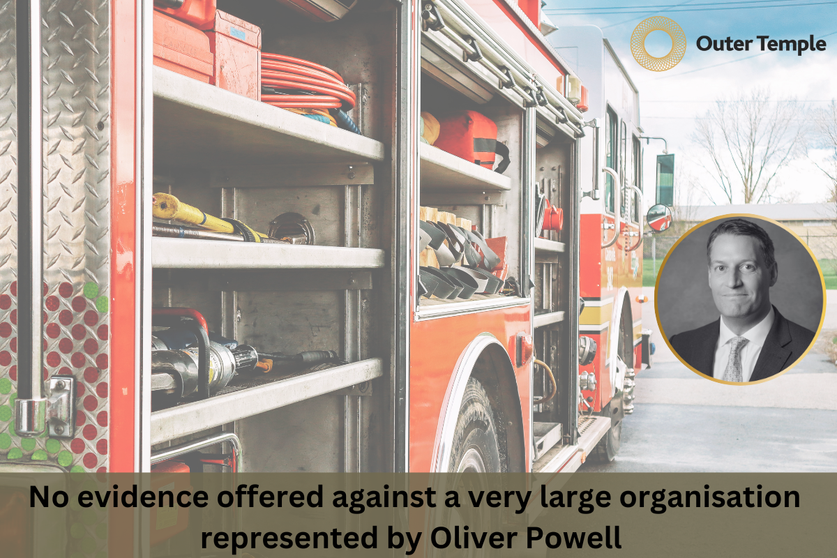 No evidence offered against a very large organisation represented by Oliver Powell 