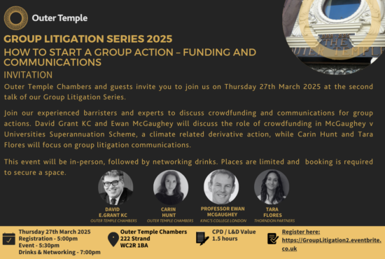 Event: Second Talk - Group Litigation Series 2025 - 'How to Start a Group Action – funding and communications'