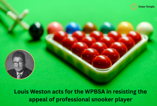 Louis Weston acts for the WPBSA in resisting the appeal of professional snooker player