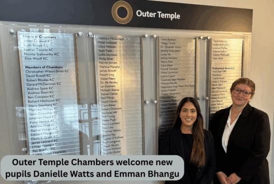 Outer Temple Chambers welcome new pupils Danielle Watts and Emman Bhangu