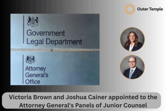 Victoria Brown and Joshua Cainer appointed to the Attorney General's Panels of Junior Counsel