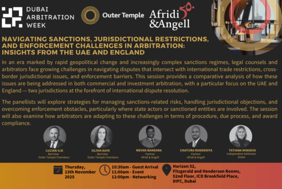 Outer Temple Chambers invites you to join us at Dubai Arbitration Week 2025